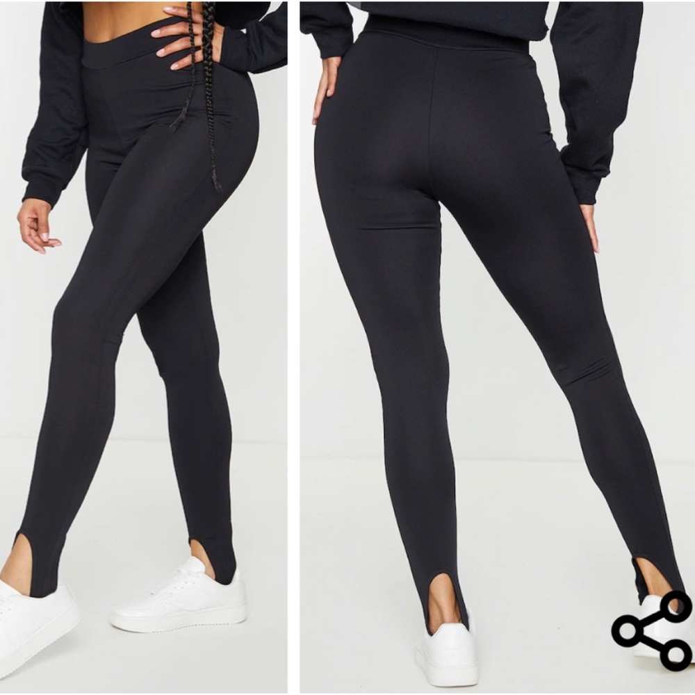 Black sculpt scuba stirrup pants